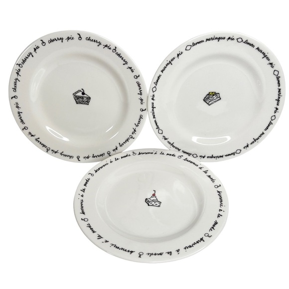 Pottery Barn Dessert Themed White 8 Inch Plates Lot of 3 - Picture 1 of 9